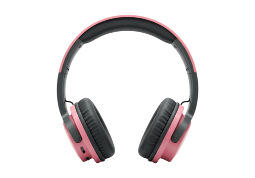 Pink and gray wireless headphones for personal audio entertainment