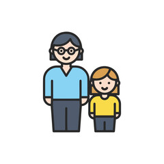 Obraz premium A smiling adult and child stand together, showcasing a loving bond.
