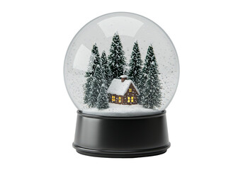 Winter cabin in snow globe holiday decoration festive miniature scene