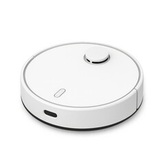 Photo of white robot vacuum cleaner isolated on transparent background, a modern automatic household appliance for efficient floor cleaning, featuring smart technology and sensors for navigation