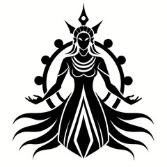 Divine Symmetry vector clean black silhouette design white background