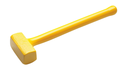 Bright yellow rubber mallet for DIY and construction, highlighting durability and functionality