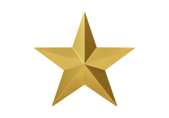 Radiant gold star symbol against transparent background achievement and recognition graphic element