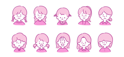 Obraz premium 女の子 アイコン ピンク