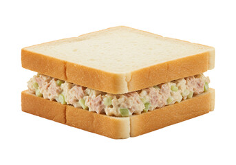 Tuna salad sandwich overhead close up on white bread food still life