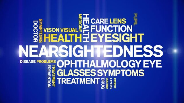 Nearsightedness animated word cloud-text design animation tag kinetic typography seamless loop.