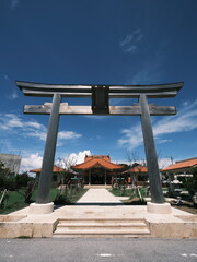 Traditional Shinto Shrine under Clear Blue Sky, Miyakojima, Okinawa, Japan