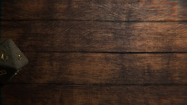 Realistic stone fantasy game dice animation showing all possible rolls from 1 to 8