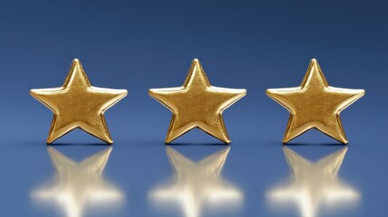 Obraz premium Three Gold Stars on Blue Background