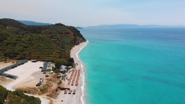 Bune bay, Albania, drone aerial view. Albanian seashore