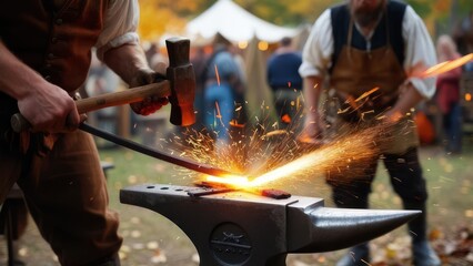 Blacksmith's Forge: Striking Steel, Igniting Sparks in a Historical Setting