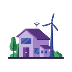 Modern Smart Home with Wind Turbine
