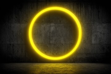 Glowing yellow circle against dark wall