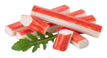 Isolated Imitation Crab Sticks with Arugula