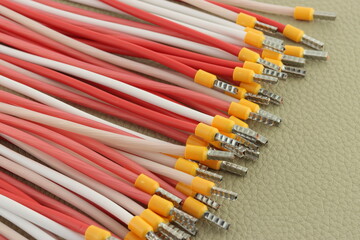 Fototapeta premium Electrical Insulated Copper Mounting Wires for Electrical Switchboard Assembly. 
