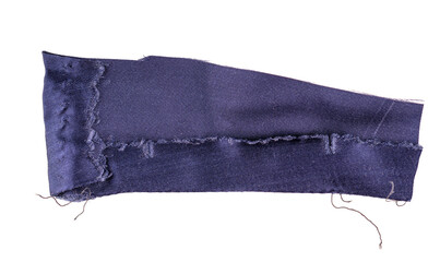 Navy blue fabric piece with torn edges, rectangular textile banner or graphic design element
