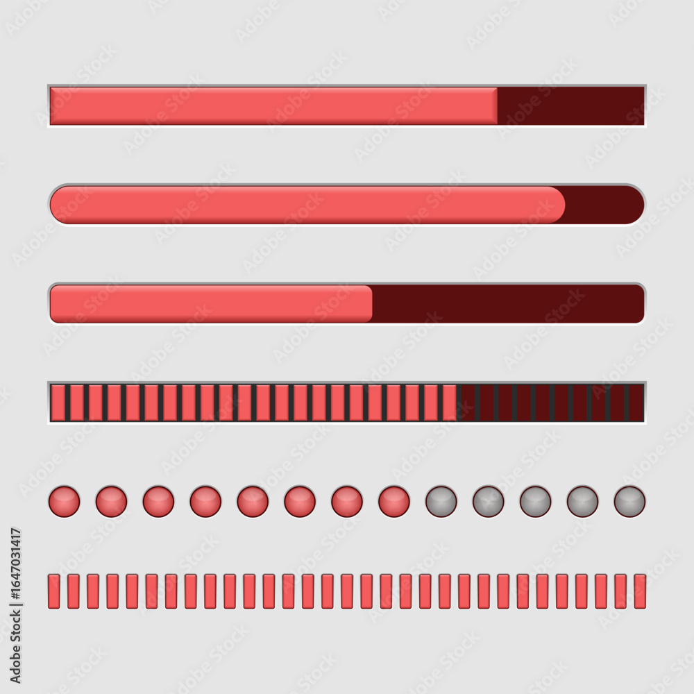 Poster loading bars, progress indicators, and loading icons of varying designs and completion states.