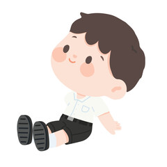 Cartoon illustration of a schoolboy sitting