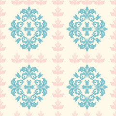 seamless floral pattern, pastel, pink, blue, seamlessly, cute, textile