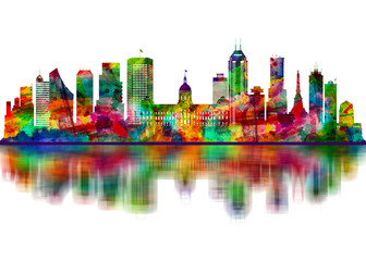 Obraz premium Indianapolis Indiana Skyline. Cityscape Skyscraper Buildings Landscape City Downtown Art