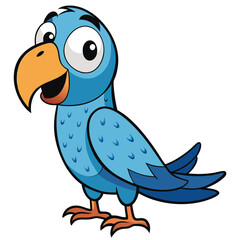 Playful Blue Parrot With Orange Beak Isolated on White Background