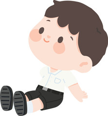 Cartoon illustration of a schoolboy sitting