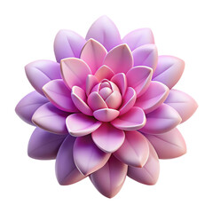 Fototapeta premium Close up of a beautiful pink and purple layered succulent flower against a transparent background