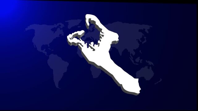 3d Kiribati map, country territory outline self drawing animation ,3D white map. Digital Hitech Technology Background Multi Purpose Background. High quality 4K video animation.
