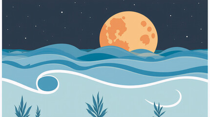 Fototapeta premium moon and sea