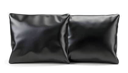 Obraz premium Two Black Cushions on White Background Isolated