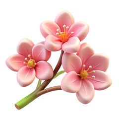 Obraz premium Delicate pink cherry blossom flowers with yellow centers on a transparent background