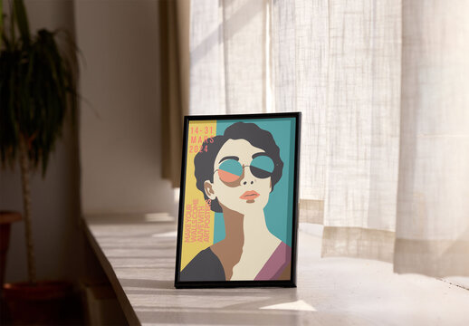 Mockup o vertical frame at cozy home