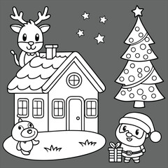 Winter Christmas composition in paper cut style .Merry Christmas text Calligraphic Lettering Vector illustration. Merry Christmas card. Winter holiday theme. Happy New Year. Christmas cartoon.