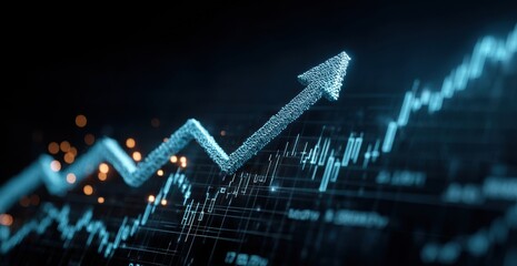 Abstract digital arrow graph reflecting financial success and growth concept