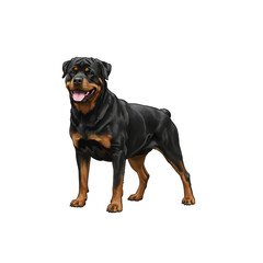 Obraz premium Loyal Rottweiler: A majestic Rottweiler, with its distinctive black and tan coat, stands poised and alert, exuding strength and loyalty.