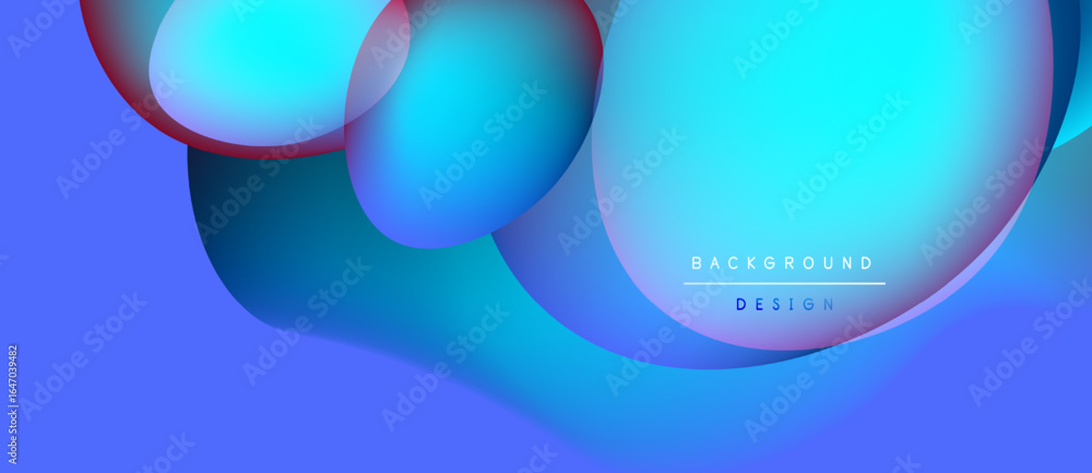 Poster abstract fluid shapes, vibrant blue hues, smooth gradients. modern design elements create dynamic vi