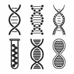 Collection of dna icon isolated on white background for science and medical design