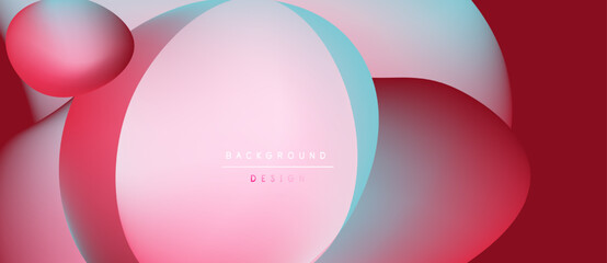 Abstract shapes overlap, creating vibrant gradients. Pink, blue hues dominate design, offering modern aesthetic. Smooth transitions present dynamic visual experience.