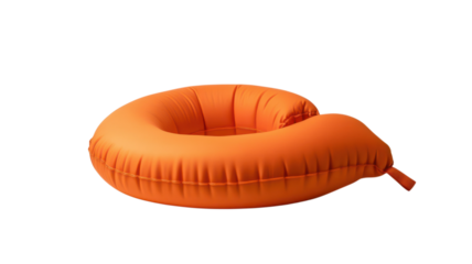 A vibrant orange inflatable float designed for use in swimming pools during summer days