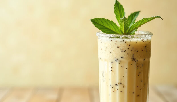 Refreshing Creamy Smoothie with Mint Garnish - Powered by Adobe