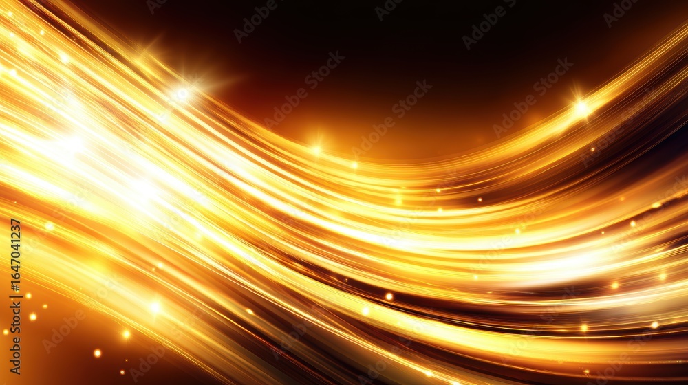 Poster abstract golden wave background with sparkling lights and smooth flowing lines creating a dynamic ef