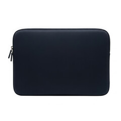 Fototapeta premium Dark blue laptop sleeve case or pouch for computer protection, accessory for carrying and travel, with zipper closure isolated on transparent background