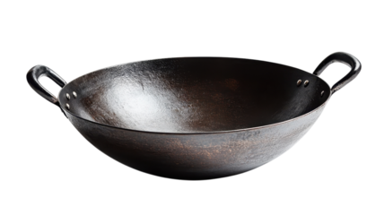 Large cast iron wok with dual handles ideal for stir-frying and other cooking techniques in various kitchens