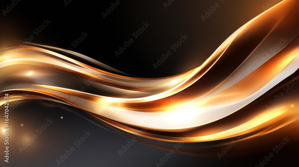 Aufkleber abstract golden wave design with smooth curves and gradients on a dark background, ideal for modern 