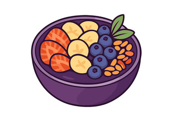 Colorful smoothie bowl filled with fruits and seeds on white background bowl of acai smoothie