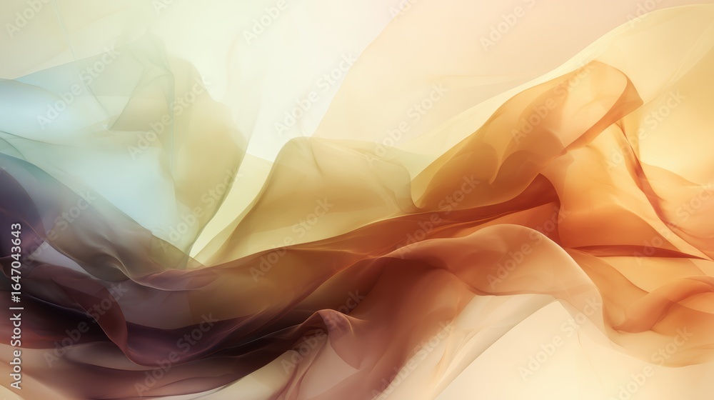 Poster abstract flowing fabric in warm tones creating a serene background for artistic design projects