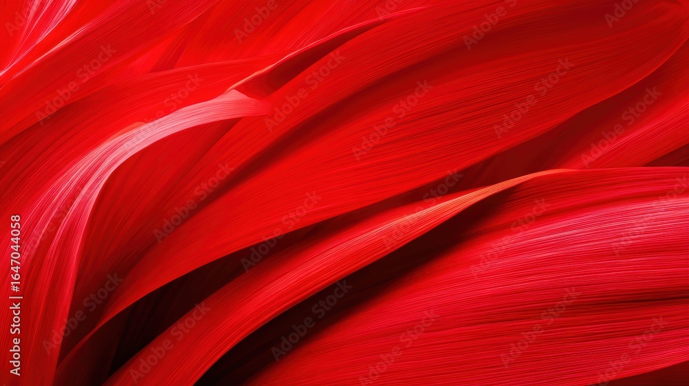 Poster vibrant red flowing fabric with smooth textures, creating a dynamic sense of motion and elegance