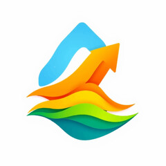 art of layered abstract waves forming an upward arrow