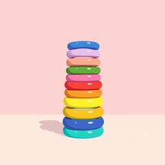 art of stacked colorful rings forming