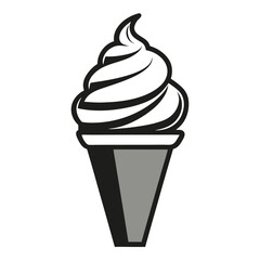 Minimalist Ice Cream Cone with Gray Cone on a Clean White Background